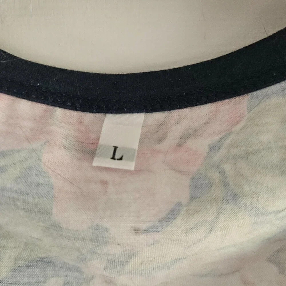 Sleeveless Stripe Floral Scoopneck Large Tank Top - Picture 3 of 6